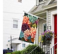 Drapeau pour extérieur de 9,6 x 1,5 m - Robuste - Pour jardin - Fleurs comme arrière-plan - Drapeau de bienvenue - Drapeau de maison double face avec œillets en laiton - Bannières pour fête