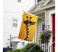 Drapeau pour extérieur de 9,6 x 1,5 m - Robuste - Pour jardin - Girafe portant des lunettes - Drapeau de bienvenue - Drapeau de maison double face avec œillets en laiton - Bannières pour fête