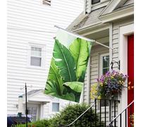 Drapeau pour extérieur de 9,6 x 1,5 m - Robuste - Pour jardin - Jolies feuilles de bananier - Drapeau de bienvenue - Drapeau double face avec œillets en laiton - Bannières pour fête