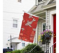 Drapeau pour extérieur de 9,6 x 1,5 m - Robuste - Pour jardin - Pour toutes les saisons - Motif animaux marins rouges - Drapeau de bienvenue - Drapeau de cour double face avec œillets en laiton