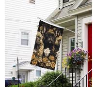 Drapeau pour extérieur de 9,6 x 1,5 m - Robuste - Pour jardin - Trois bouledogues français - Drapeau de bienvenue - Drapeau double face avec œillets en laiton - Bannières pour fête