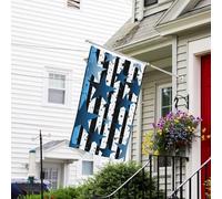 Drapeau pour extérieur de 9,6 x 1,5 m - Très résistant - Pour jardin - Rayures bleues noires et blanches et étoiles - Drapeau de bienvenue - Drapeau double face avec œillets en laiton - Bannières pour