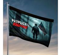 Drapeau pour garçons Pruplicate Keep Out : Soldat avec drapeau dans la forêt Décorations de plage pour la maison Drapeaux amusants (120 x 180 cm)