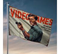 Drapeau pour jeux vidéo de chambre à coucher : technologie mal utilisée dans la science et la médecine Drapeau pour homme Décoration de campagne (60 x 90 cm)