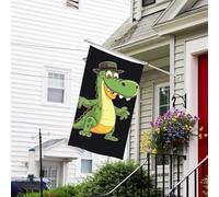 Drapeau pour l'extérieur de 0,9 x 1,5 m - Robuste - Pour jardin - Résistant aux intempéries - Motif crocodile - Drapeau de bienvenue - Drapeau double face avec œillets en laiton - Bannières pour fête