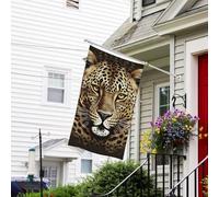 Drapeau pour l'extérieur de 0,9 x 1,5 m, très résistant à toutes les saisons, drapeaux de jardin à motif tête de léopard, drapeau de bienvenue pour la cour, drapeaux de maison double face avec œillets