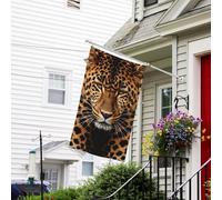 Drapeau pour l'extérieur de 9,1 x 1,5 m - Résistants - Pour jardin - Résistants aux intempéries - Avec un léopard - Drapeau de bienvenue - Drapeau double face avec œillets en laiton - Bannières pour