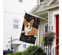 Drapeau pour l'extérieur de 9,1 x 1,5 m - Robuste - Pour jardin - Corgi qui aime la musique - Drapeau de bienvenue - Drapeau double face avec œillets en laiton - Bannières pour fête