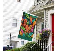Drapeau pour l'extérieur de 9,1 x 1,5 m - Robuste - Pour jardin - Feuilles colorées - Drapeau de bienvenue - Drapeau double face avec œillets en laiton - Bannières pour fête