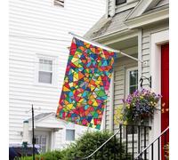 Drapeau pour l'extérieur de 9,1 x 1,5 m - Robuste - Pour jardin - Formes géométriques lumineuses - Drapeau de bienvenue - Drapeau double face avec œillets en laiton - Bannières pour fête