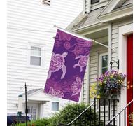 Drapeau pour l'extérieur de 9,1 x 1,5 m - Robuste - Pour jardin - Hawaii avec tortue de mer violette - Drapeau de bienvenue - Drapeau double face avec œillets en laiton - Bannières pour fête