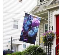 Drapeau pour l'extérieur de 9,1 x 1,5 m - Robuste - Pour jardin - Rose violette avec beau papillon - Drapeau de bienvenue - Drapeau double face avec œillets en laiton - Bannières pour fête