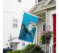 Drapeau pour l'extérieur de 9,1 x 1,5 m, très résistant aux intempéries, drapeaux de jardin avec visage souriant, dauphins, bienvenue, drapeau de maison double face avec œillets en laiton, bannières