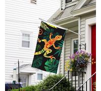 Drapeau pour l'extérieur de 9,1 x 1,5 m, très résistant aux intempéries, drapeaux de jardin gecko et feuilles tropicales, drapeau de bienvenue, drapeau de maison double face avec œillets en laiton