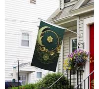 Drapeau pour l'extérieur de 9,1 x 1,5 m, très résistant aux intempéries, drapeaux de jardin Ramadan sur papier peint vert, drapeau de bienvenue de cour, drapeaux de maison double face avec œillets en