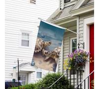 Drapeau pour l'extérieur de 9,1 x 1,5 m - Très résistant - Pour jardin - Deux tortues et coquillages - Drapeau de bienvenue - Drapeau de maison double face avec œillets en laiton - Bannières pour fête