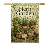 Drapeau pour maison d'herbes, jardin botanique basilic romarin vert printemps toile de jute double face extérieur grand drapeau de jardin pour extérieur, terrasse, pelouse, entrée, camping 71 x 101,6