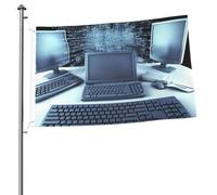 Drapeau pour ordinateur et Internet - 61 x 91 cm - Impression double face - Drapeau de jardin pour l'extérieur - Bannière cadeau avec œillets - Toile de fond pour photo pour décoration intérieure et