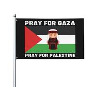 Drapeau Priez pour Gaza 3 x 5 Noir Drapeau de Gaza