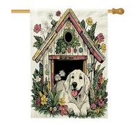 Drapeau printanier des Pyrénées pour maison de chien, 71,1 x 101,6 cm, double face pour décoration extérieure, niche à fleurs amusante pour chiot, niche de jardin, drapeau de maison, drapeau de maison
