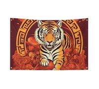 Drapeau « Prosperity in The Year of The Tiger » avec 4 œillets, drapeaux unilatéraux en polyester durable, bannières résistantes aux intempéries pour dortoir, fête, tournage, festival - 152,4 x 243,8