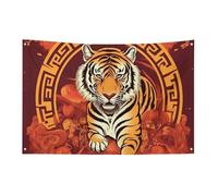 Drapeau « Prosperity in The Year of The Tiger » avec 4 œillets, drapeaux unilatéraux en polyester durable, bannières résistantes aux intempéries pour dortoir, fête, tournage, festival, décoration de