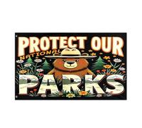 Drapeau Protégez Nos Parcs Nationaux Conservation De La Faune Rétro Décoration Drapeaux Œillets En Laiton Dans Flag Pour Saisonnière Célébrations Patio 3X5Ft