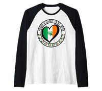 Drapeau « Proud and Lucky to Be Irish I Love Ireland » en Forme de cœur Manche Raglan