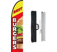 Drapeau publicitaire VEVOR avec plumes pour les restaurants de burgers avec kit de mât, drapeaux publicitaires pour l'extérieur des entreprises, y compris 1 drapeau bannière, 1 mât, 1 piquet de sol, d