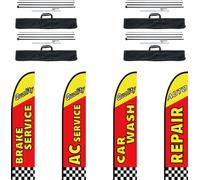 Drapeau publicitaire VEVOR avec ressorts pour réparation automobile avec jeu de mâts, drapeaux publicitaires pour entreprises à l'extérieur, y compris 4 drapeaux bannière, 4 mâts, 4 piquets de sol, dr