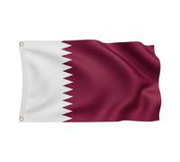 Drapeau Qatar 90 x 150 cm pour la Coupe du Monde 2026 - Drapeau de qualité supérieure avec 2 œillets en métal doré - Article de fan résistant aux intempéries Marron et blanc - 100 % polyester pour mât