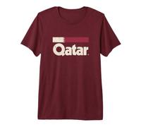 Drapeau Qatar Rétro Qatari Yalla Bordeaux T-Shirt Haut de Gamme
