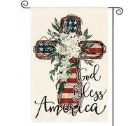 Drapeau Que Dieu Bénisse L'Amérique Étoiles Et Rayures Memorial Day 4 Juillet Lily Drapeau De Bienvenue Imprimé Décoratif Drapeaux, Pour Les Bureaux, Les Défilés, Balcon, 30x45cm