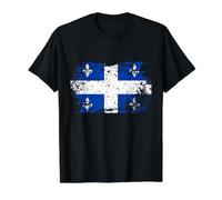 Drapeau Quebec Vintage Cadeau Québécois Québécoise T-Shirt Graphique avec Valeur, Homme, Noir, S
