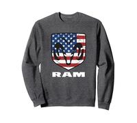 Drapeau Ram Trucks Shield Sweatshirt, Unisexe pour Adultes, Chiné Foncé, L