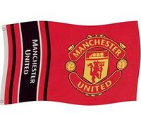 Drapeau rayé du Manchester United FC Wordmark BS1420 (150 x 90 cm) (rouge)