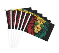 Drapeau Reggae King Rasta Lion Black Parade, résistant à la décoloration pour jardin extérieur - Drapeaux de bienvenue en polyester résistant à la décoloration, bâton tenu à la main