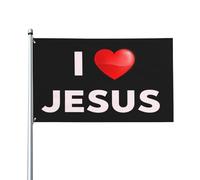 Drapeau religieux chrétien « J'aime Jésus » de 90 x 150 m pour pelouse, cour ou extérieur
