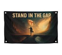 Drapeau religieux de 0,9 x 1,5 m avec citation spirituelle « Stand In The Gap » avec quatre œillets en laiton - Bannières de dortoir universitaire en polyester pour décoration murale - Tapisserie