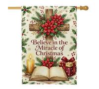 Drapeau religieux de Noël avec citation miracle 71 x 101 cm