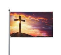 Drapeau religieux « He is Risen » - 91 x 152 cm - Croix de Jésus - Bannière double face - Convient pour les décorations de fête d'intérieur et d'extérieur