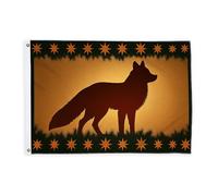 Drapeau renard pour extérieur, étoiles rustiques, herbe - Drapeaux marron d'automne avec bannière en corde - Décoration d'extérieur résistante à la décoloration pour balcon, terrasse, jardin, entrée