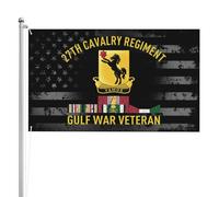 Drapeau Renforcé Drapeaux 27E Régiment De Cavalerie, Vétéran De La Guerre Du Golfe Couleurs Vives Suspendus Fanion Pour Manif Restaurant Événements 90X150Cm