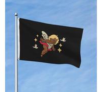 Drapeau Renforcé Drapeaux Angle Fly Avec White Birda Volez Quelque Part Qui Vous Rend Heureux Personnalisé Bannière Extérieure Pour Maison Fête Jardin 90X150Cm