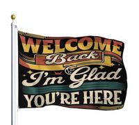 Drapeau Renforcé Drapeaux Gaming Bienvenue À Nouveau, Je Suis Heureux Que Vous Soyez Ici Premier Jour Personnalisé Bannière Extérieure Pour Balcon Jardin Fête 90X150Cm