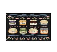 Drapeau Renforcé Drapeaux Jésus Est Ma Confiture Et Je Suis Ici Pour Répandre Le Christianisme. Verset Du Livre Résistant À La Décoloration Bannière Extérieure Pour Manif Jardin 90X150Cm