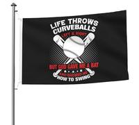 Drapeau Renforcé Drapeaux Le Baseball Lance Des Balles Gurveballs De Gauche À Droite, Mais Dieu M'A Donné Résistant À La Décoloration Bruant Pour Jardin Célébration Extérieur 90X150Cm