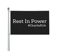 Drapeau « Repose en paix Charlie Kirk » 3x5, couleurs vives et résistant à la décoloration, en polyester avec œillets