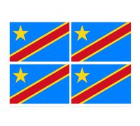 Drapeau République Démocratique Du Congo (4 Stickers De 9.5x6.3cm) - Sticker/Autocollant