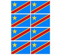 Drapeau République Démocratique Du Congo (8 Fois 9.5x6.3cm) Sticker/Autocollant